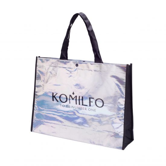 Сумка Komilfo 39*29*10 см, серебро, голограмма Сумка Komilfo 39*29*10 см, серебро, голограмма
