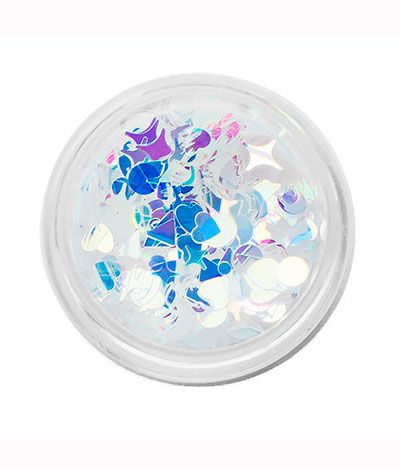 Komilfo disco design No. 019, MIX, transparent, hologram, with a silver-blue tint, (1 g)