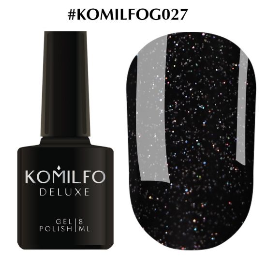 Гель-лак Komilfo DeLuxe Series G027 (черный с разноцветными блестками) 8 мл Гель-лак Komilfo DeLuxe Series G027 (черный с разноцветными блестками) 8 мл