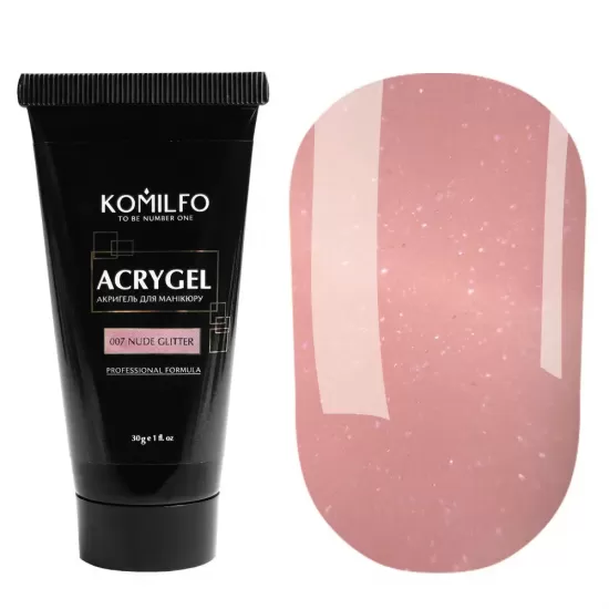 Komilfo AcryGel 007 Glitter, Нюд глиттер 30 мл Komilfo AcryGel 007 Glitter, Нюд глиттер 30 мл
