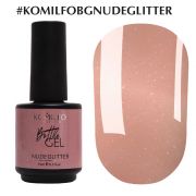 Komilfo Bottle Gel Nude Glitter с кисточкой, 15 мл