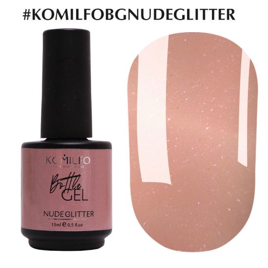 Komilfo Bottle Gel Nude Glitter With Brush, 15 ml Komilfo Bottle Gel Nude Glitter With Brush, 15 ml