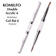 Кисть Komilfo Double Acrylic 6 (Kolinsky)/Gel flat 6 (Nylon)