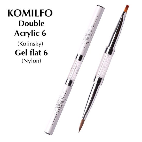 Кисть Komilfo Double Acrylic 6 (Kolinsky)/Gel flat 6 (Nylon) Кисть Komilfo Double Acrylic 6 (Kolinsky)/Gel flat 6 (Nylon)