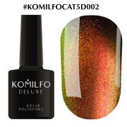 Гель-лак Komilfo Cat's eye 5D №002 (зелено-золотой, магнитный) 8 мл