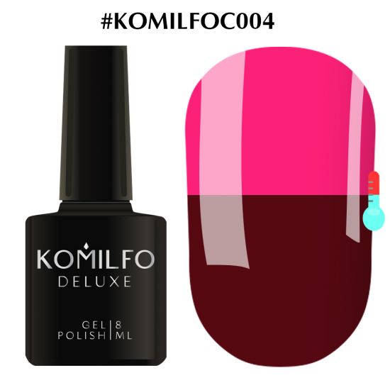 Гель-лак Komilfo DeLuxe Termo №C004 (темно-винный, при нагревании - темно-розовый) 8 мл