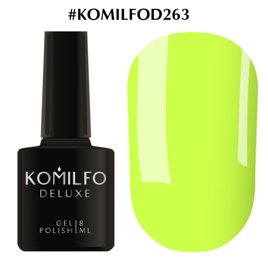 Гель-лак Komilfo Deluxe Series №D263 (насыщенный, кислотно-желтый, эмаль) 8 мл Гель-лак Komilfo Deluxe Series №D263 (насыщенный, кислотно-желтый, эмаль) 8 мл