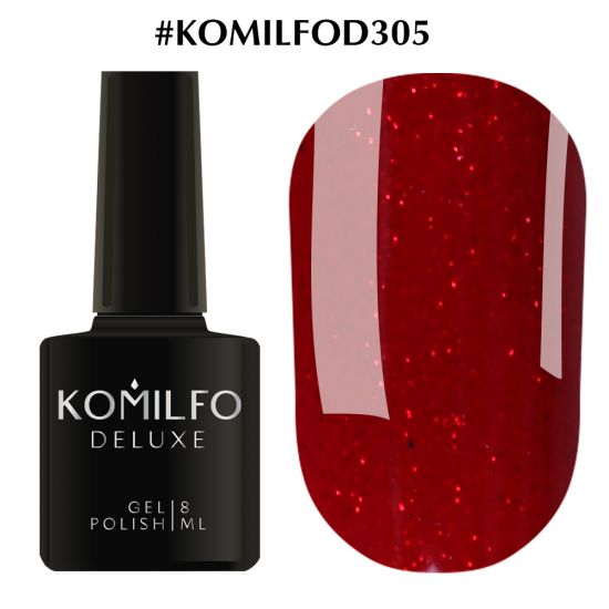Гель-лак Komilfo Deluxe Series Dusk Collection №D305 (малиново-красный, микроблеск) 8 мл Гель-лак Komilfo Deluxe Series Dusk Collection №D305 (малиново-красный, микроблеск) 8 мл