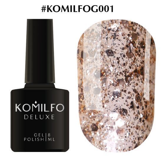 Гель-лак Komilfo DeLuxe Series №G001 (золотистый, крупные блестки), 8 мл Гель-лак Komilfo DeLuxe Series №G001 (золотистый, крупные блестки), 8 мл