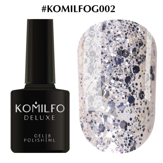 Гель-лак Komilfo DeLuxe Series №G002 (серебристый, крупные блестки) 8 мл Гель-лак Komilfo DeLuxe Series №G002 (серебристый, крупные блестки) 8 мл
