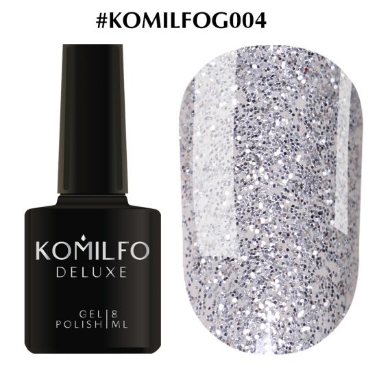 Гель-лак Komilfo DeLuxe Series №G004 (насыщенные серебристые блестки ), 8 мл