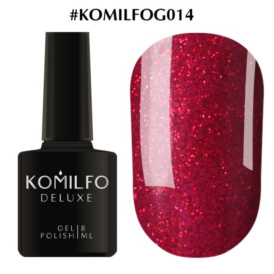Гель-лак Komilfo DeLuxe Series №G014 (красный с насыщенными мелкими блестками) 8 мл