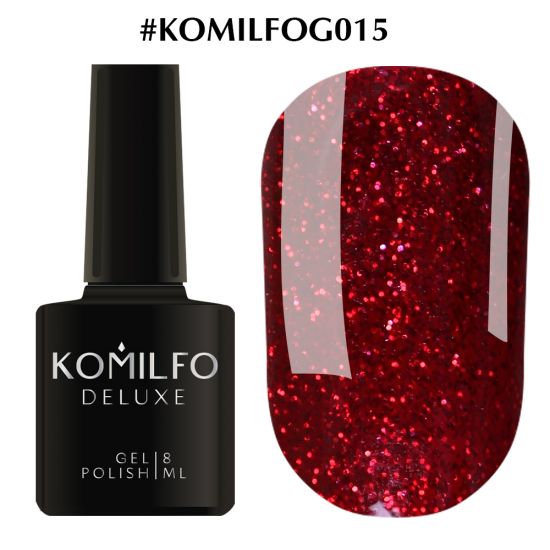 Гель-лак Komilfo DeLuxe Series №G015 (темно-красный, микроблеск) 8 мл