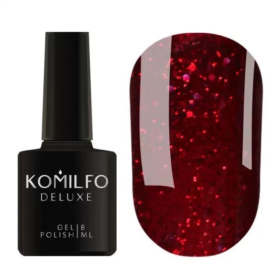 Гель-лак Komilfo DeLuxe Series №G016 (вишнево-красный, микроблеск), 8 мл Гель-лак Komilfo DeLuxe Series №G016 (вишнево-красный, микроблеск), 8 мл