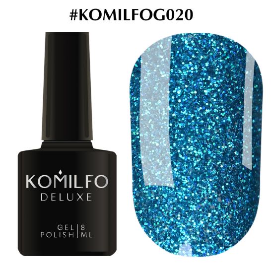 Гель-лак Komilfo DeLuxe Series №G020 (бирюзовый, микроблеск) 8 мл