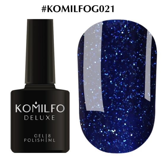 Гель-лак Komilfo DeLuxe Series №G021 (синий с серебристыми блестками), 8 мл Гель-лак Komilfo DeLuxe Series №G021 (синий с серебристыми блестками), 8 мл