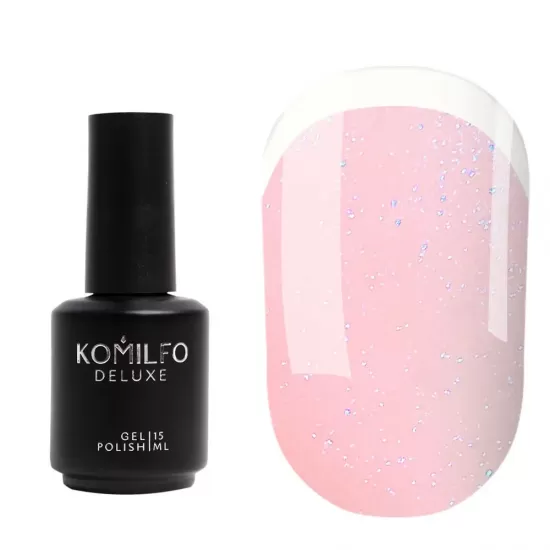 Komilfo KC Glitter French Base Collection №KC004 (beige-pink with silver micro-shine), 15 ml Komilfo KC Glitter French Base Collection №KC004 (beige-pink with silver micro-shine), 15 ml
