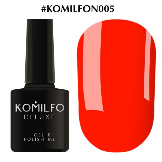 Гель-лак Komilfo DeLuxe Series №N005 (насыщенный красный, неоновый) 8 мл Гель-лак Komilfo DeLuxe Series №N005 (насыщенный красный, неоновый) 8 мл