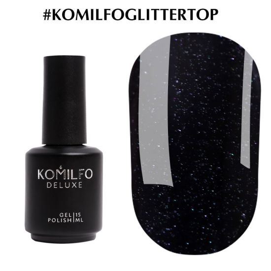 Komilfo Glitter Top 15 мл - закрепитель для гель-лака с мелким шиммером БЕЗ липкого слоя Komilfo Glitter Top 15 мл - закрепитель для гель-лака с мелким шиммером БЕЗ липкого слоя