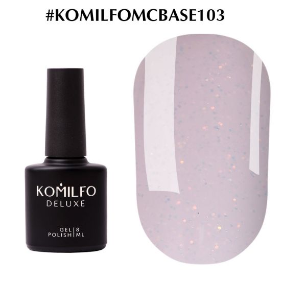 Komilfo Moon Crush Base 103 base milky pink, gold glitter, translucent, 8 ml Komilfo Moon Crush Base 103 base milky pink, gold glitter, translucent, 8 ml