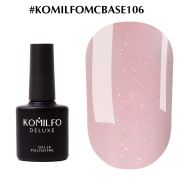 Komilfo Moon Crush Base 106 база нежно-бежевая, золотисто-зеленые блесточки, полупрозрачная, 8 мл