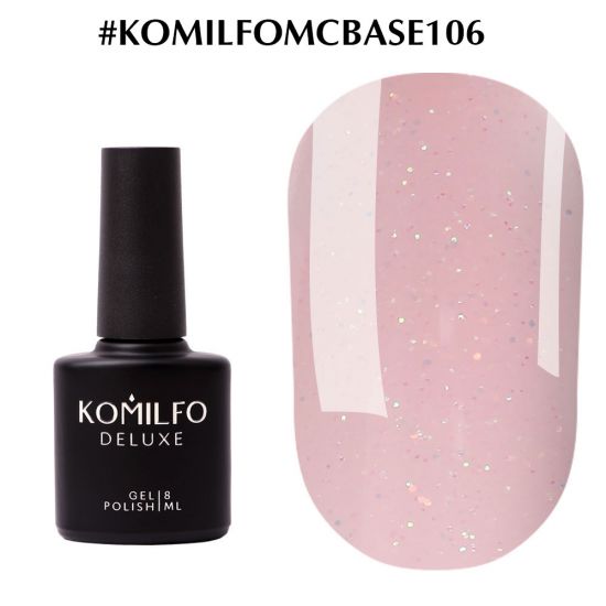 Komilfo Moon Crush Base 106 light beige, golden green glitter, translucent, 8 ml Komilfo Moon Crush Base 106 light beige, golden green glitter, translucent, 8 ml