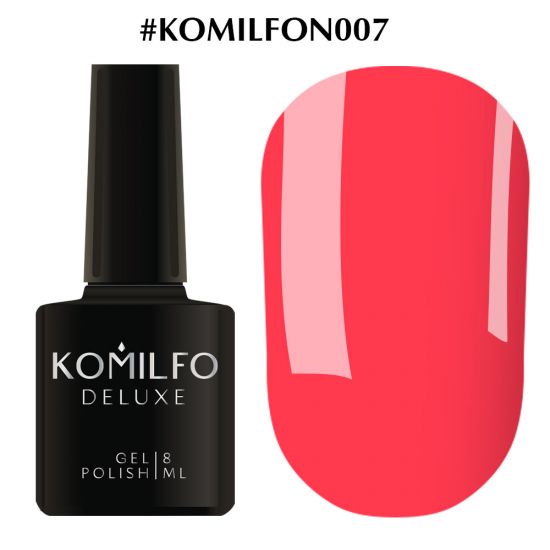 Гель-лак Komilfo DeLuxe Series №N007 (насыщенный коралловый, неоновый) 8 мл Гель-лак Komilfo DeLuxe Series №N007 (насыщенный коралловый, неоновый) 8 мл