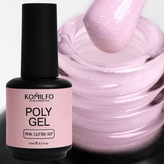 Komilfo PolyGel 007 Pink Glitter, 15 ml (with shimmer) Komilfo PolyGel 007 Pink Glitter, 15 ml (with shimmer)