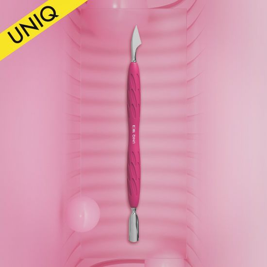 Manicure pusher Gummy with silicone handle UNIQ 10 TYPE 3 (rounded narrow pusher and cleaner) Manicure pusher Gummy with silicone handle UNIQ 10 TYPE 3 (rounded narrow pusher and cleaner)