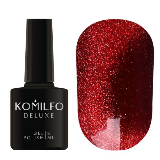 Гель-лак Komilfo 9D Cat's eye Red 001 (темно-червоний, магнітний), 8 мл Гель-лак Komilfo 9D Cat's eye Red 001 (темно-червоний, магнітний), 8 мл