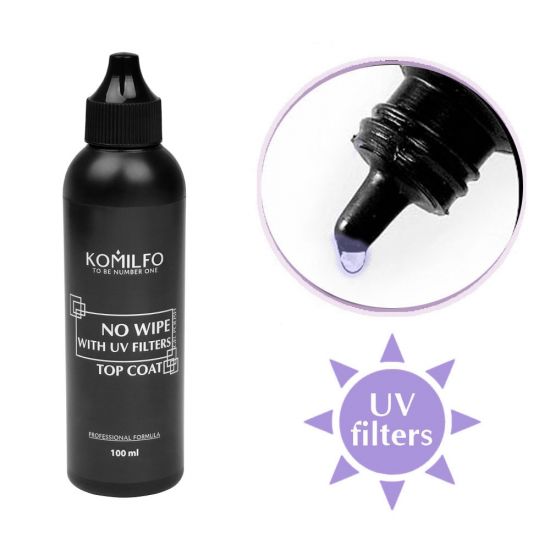 KOMILFO NO WIPE UV TOP – TOP FOR GEL POLISH WITHOUT A STICKY LAYER WITH UV FILTERS, 100 ML KOMILFO NO WIPE UV TOP – TOP FOR GEL POLISH WITHOUT A STICKY LAYER WITH UV FILTERS, 100 ML