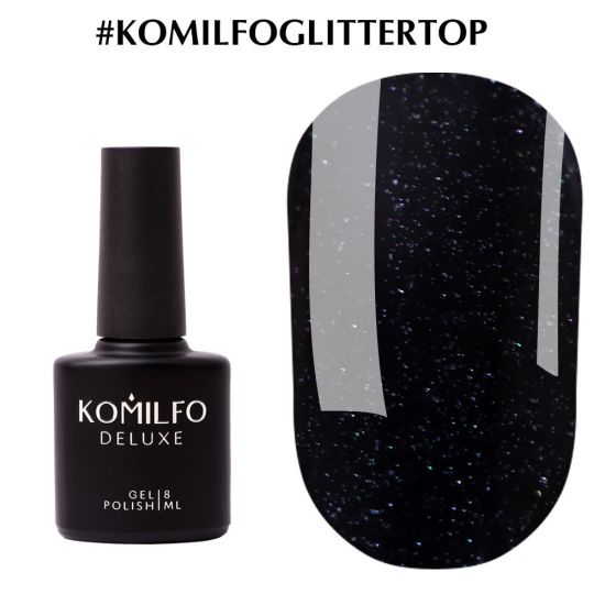 Komilfo Glitter Top 8 ml - gel polish fixer with fine shimmer WITHOUT sticky layer Komilfo Glitter Top 8 ml - gel polish fixer with fine shimmer WITHOUT sticky layer