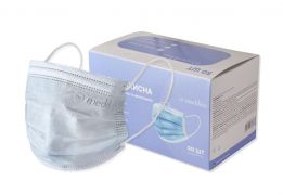 Маска медицинская трехслойная, одноразовая (мельтбраун), 50шт